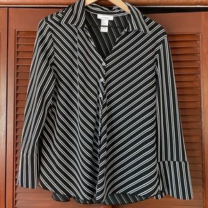 Black and white striped button down shirt